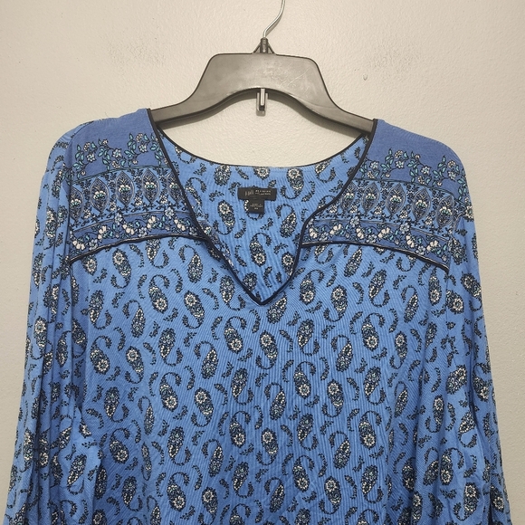 J.jill wherever collection women's blouse top size 2X long sleeve blue f… - Picture 2 of 7